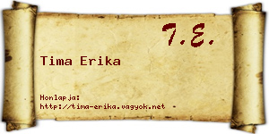 Tima Erika névjegykártya